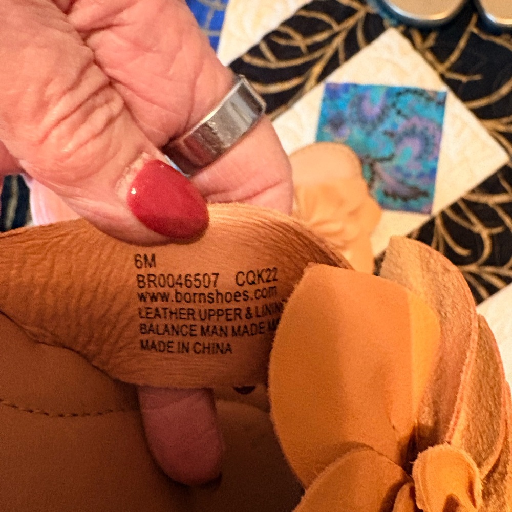 Born Tan Floral Leather Slide Mules - Picture 5 of 5